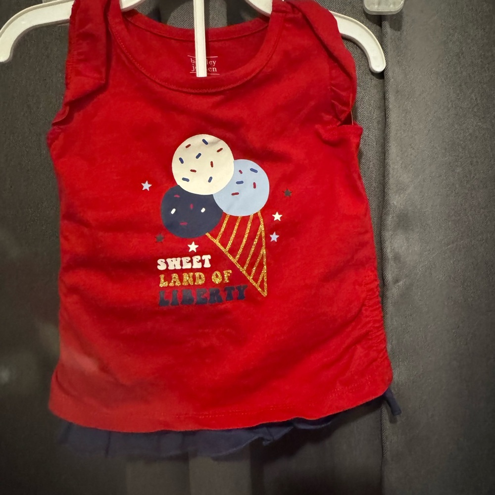 Sweet Land of Liberty Red Kids Tank Top and shorts set size 2T - Picture 2 of 7